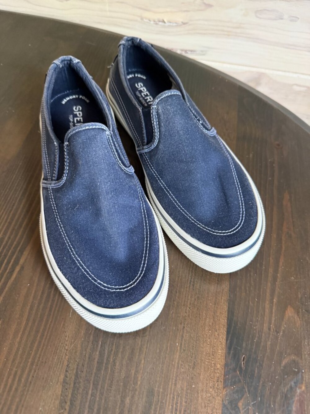 Sperry Men's Size 9 Navy Blue Canvas Slip-On Boat Shoes Top-Side